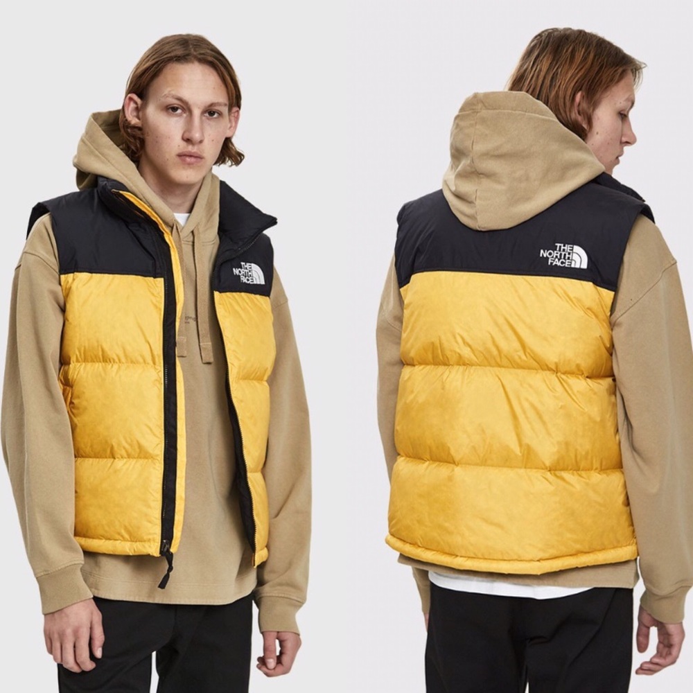 Vtg 90s North Face yellow puffer nupste Vest